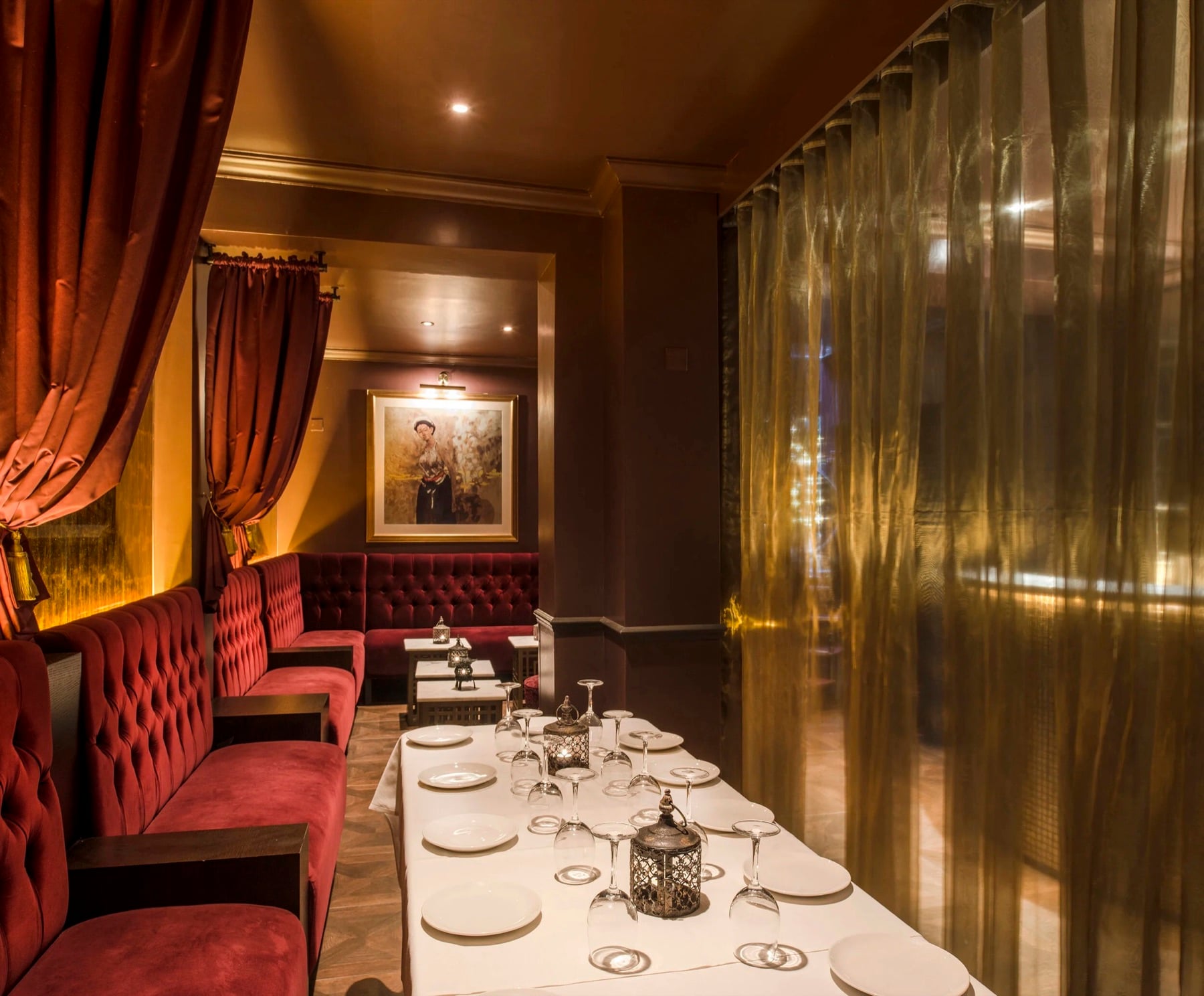 A long table laid for dinner